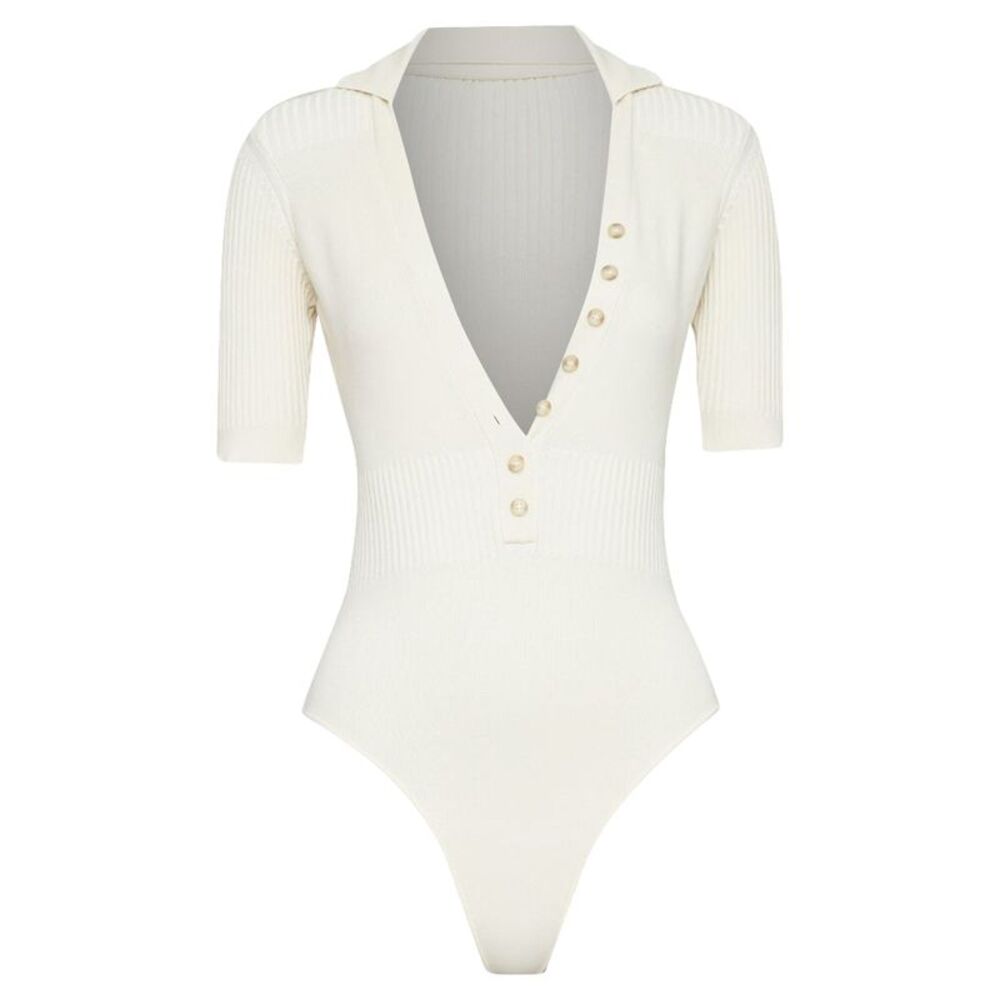 Jacquemus Ribbed Knit Polo Bodysuit